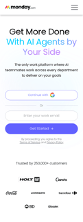 monday.com landing page mobile screenshot