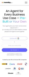 monday.com landing page mobile screenshot