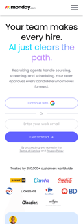 monday.com landing page mobile screenshot