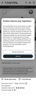 Canyon landing page mobile screenshot