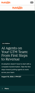 HubSpot landing page mobile screenshot