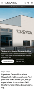 Canyon landing page mobile screenshot