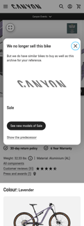 Canyon landing page mobile screenshot