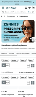 Zenni Optical landing page mobile screenshot