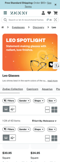 Zenni Optical landing page mobile screenshot