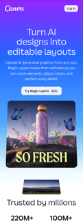 Canva landing page mobile screenshot