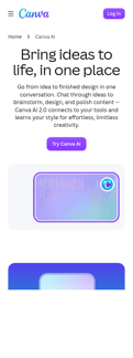 Canva landing page mobile screenshot