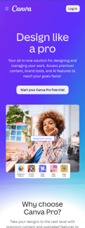 Canva landing page mobile screenshot