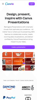 Canva landing page mobile screenshot