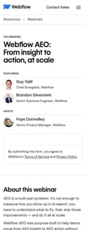 Webflow landing page mobile screenshot