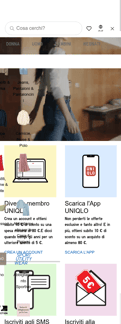 Uniqlo landing page mobile screenshot