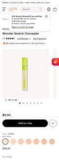 Ulta Beauty landing page mobile screenshot