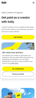 Saily landing page mobile screenshot