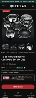 HexClad landing page mobile screenshot