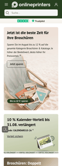 Onlineprinters landing page mobile screenshot