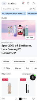 Matas landing page mobile screenshot