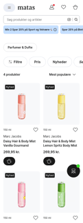 Matas landing page mobile screenshot