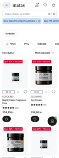 Matas landing page mobile screenshot
