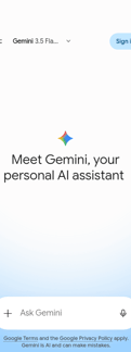 Gemini landing page mobile screenshot