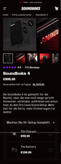 Soundboks landing page mobile screenshot
