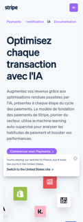 Stripe landing page mobile screenshot