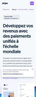 Stripe landing page mobile screenshot
