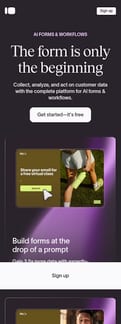 Typeform landing page mobile screenshot