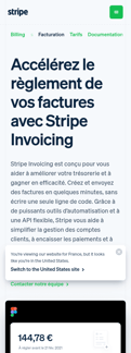 Stripe landing page mobile screenshot