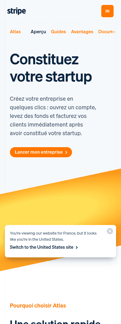 Stripe landing page mobile screenshot