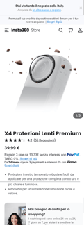 Insta 360 landing page mobile screenshot