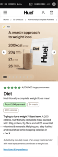 Huel landing page mobile screenshot