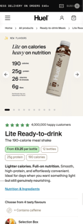Huel landing page mobile screenshot