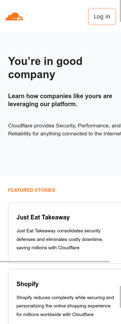 Cloudflare landing page mobile screenshot