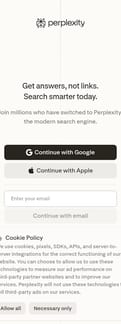 Perplexity landing page mobile screenshot