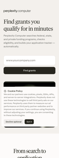 Perplexity landing page mobile screenshot
