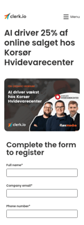 Clerk landing page mobile screenshot