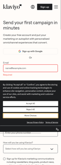 Klaviyo landing page mobile screenshot
