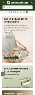 Onlineprinters landing page mobile screenshot