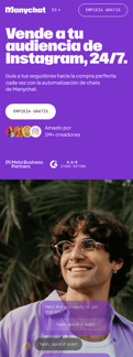 Manychat landing page mobile screenshot