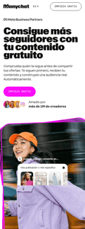 Manychat landing page mobile screenshot