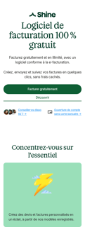 Shine landing page mobile screenshot