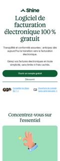 Shine landing page mobile screenshot