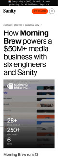 Sanity landing page mobile screenshot