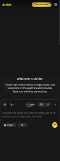 Artlist landing page mobile screenshot