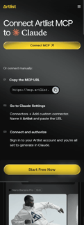 Artlist landing page mobile screenshot