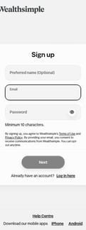 Wealthsimple landing page mobile screenshot