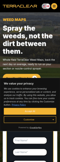 Terraclear landing page mobile screenshot