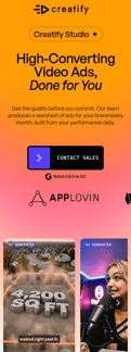 Creatify landing page mobile screenshot