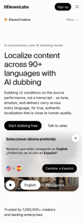 Elevenlabs landing page mobile screenshot