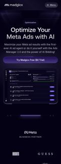 Madgicx landing page mobile screenshot